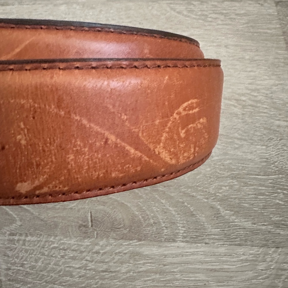 Cabela’s Men’s 44” Brown Leather Belt Buckle hidden Zipper Compartment - Picture 2 of 8